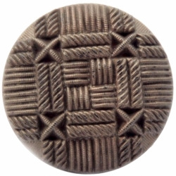 27mm antique Czech bronze metallic faux fabric black art glass button