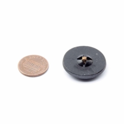 27mm antique Victorian Czech iridescent metallic black geometric flower art glass button