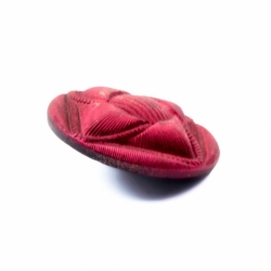27mm Czech antique red iridescent metallic faux fabric floral black glass button
