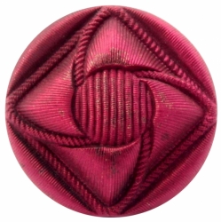 27mm Czech antique red iridescent metallic faux fabric floral black glass button