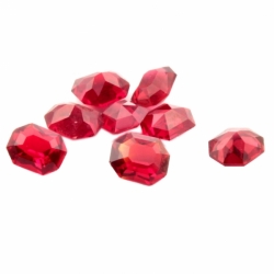 Lot (8) 12x10mm Czech vintage octagon faceted red cranberry glass rhinestones 