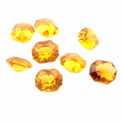 Lot (8) 12x10mm Czech vintage octagon faceted amber topaz glass rhinestones 