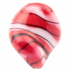 21mm Vintage Czech red white black striped twist lampwork glass bead