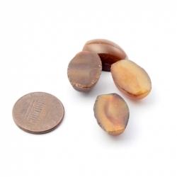 Glass cabochons Lot (4) 18 x 13mm Czech vintage caramel satin moonglow oval domed
