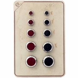 Czech vintage glass buttons Sample card (10) 1920's silver metallic black faceted
