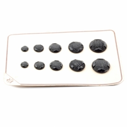 Sample card (10) Czech Art Deco 1920's Vintage black fancy geometric glass buttons 