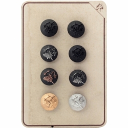 Sample card (8) 27mm Czech Vintage black metallic grape bunch vine art glass buttons