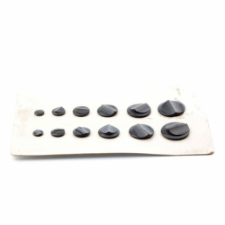 Sample card (12) Czech Art Deco 1920's Vintage gradual black geometric pinched glass buttons