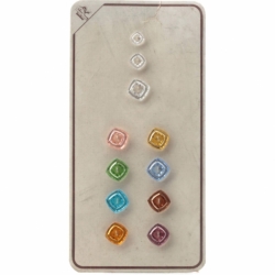 Sample card (11) Czech Art Deco 1920's Vintage transparent geometric square faceted glass buttons