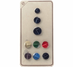 Czech vintage glass buttons Sample card (9) 1920's silver metallic geometric swirl