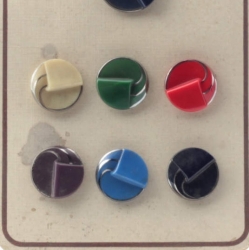 Czech vintage glass buttons Sample card (9) 1920's silver metallic geometric swirl