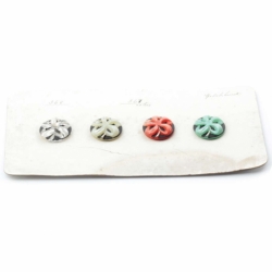 Sample card (4) 28mm Czech Vintage hand painted crystal satin flower glass buttons