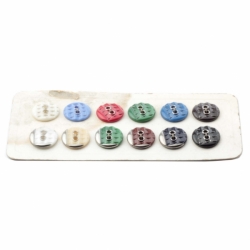 Sample card (12) 27mm Czech Art Deco 1920's Vintage silver metallic geometric glass buttons