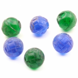 Lot (6) 13mm Czech Art Deco 1920's blue green fabric weave ball glass buttons