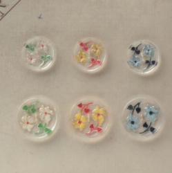 Sample card (12) Czech Art Deco 1920's Vintage intaglio floral hand painted crystal art glass buttons