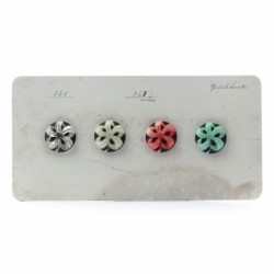 Sample card (4) 28mm Czech Vintage hand painted crystal satin flower glass buttons