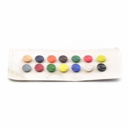 Czech vintage glass buttons Sample card (14) 18mm multicolor geometric buttons
