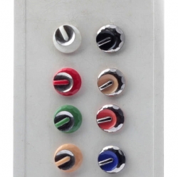 Sample card (14) 18mm Czech Art Deco 1920's Vintage silver metallic geometric glass buttons