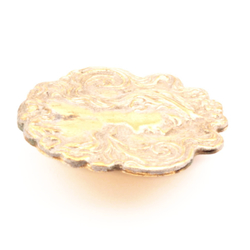 Antique Art Nouveau gold metal floral pictorial portrait button