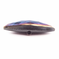 32mm antique Victorian Czech metallic iridescent oval faceted black glass button