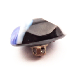 Antique Victorian Czech satin floral eye bicolor lampwork oval dimi glass button 12mm
