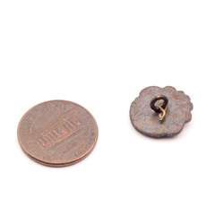 Antique Egyptian revival Art Nouveau pewter metal floral pictorial portrait woman rhinestone button