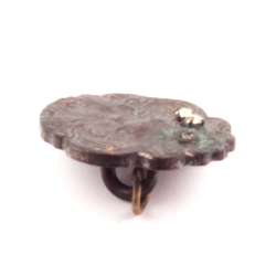Antique Egyptian revival Art Nouveau pewter metal floral pictorial portrait woman rhinestone button