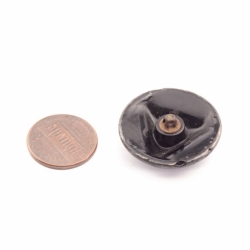 Antique Victorian Czech 28mm geometric triangle design black and white bicolor glass button