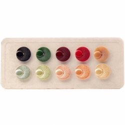 Sample card (10) 27mm Czech Art Deco 1920's Vintage opaque faux pearl glass buttons