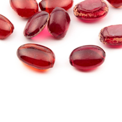 Lot (12) C19th Czech Bohemian antique red glass cabochon drops 