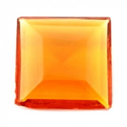 Rare large glass rhinestone Czech antique 30mm hand square faceted topaz amber