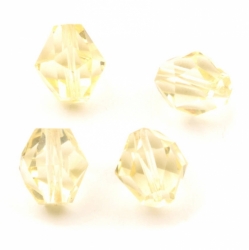 Lot (4) 16mm Vintage Czech rare jonquil yellow tin cut hand faceted bicone glass beads
