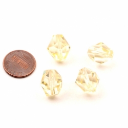 Lot (4) 16mm Vintage Czech rare jonquil yellow tin cut hand faceted bicone glass beads