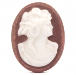 20mm Czech Deco vintage hand colored cameo white glass cabochon