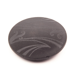 Large Antique Victorian lacy style floral scroll Czech black glass button 50mm