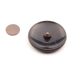 Large Antique Victorian lacy style floral scroll Czech black glass button 50mm