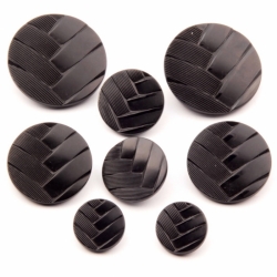 Lot (8) vintage Art Deco 1920's Czech geometric weave black art glass buttons 