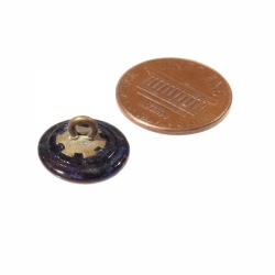 14mm Victorian antique Czech foil striped red bicolor glass rosette shank button