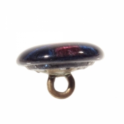 14mm Victorian antique Czech foil striped red bicolor glass rosette shank button