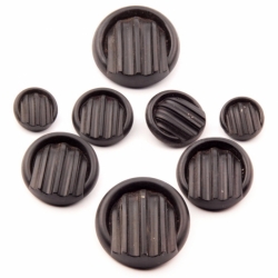 Czech vintage glass buttons Lot (8) gradual 1920's Art Deco geometric matte black