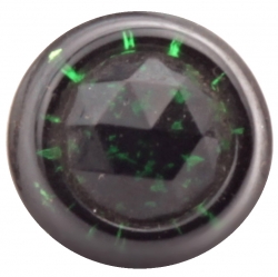 Antique vintage glass button Victorian 1900's Czech foil marble green faceted black