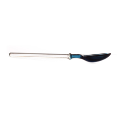 Vintage 6" glass tea spoon Bohemian Czech crystal clear tile blue bicolor