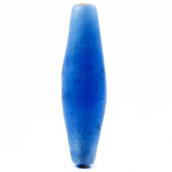 Czech vintage blue satin swirl bicone lampwork glass bead 25mm