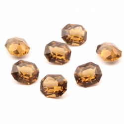 Lot (7) 12x10mm Czech vintage octagon faceted topaz glass rhinestones