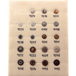 Vintage Czech glass button Original sample card 19 lustre flower buttons