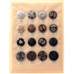 Czech glass button sample card 16 Art Deco style vintage hand molded buttons
