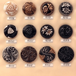 Czech glass button sample card 16 Art Deco style vintage hand molded buttons