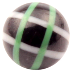 Antique Czech green white stripe black lampwork glass dimi ball button