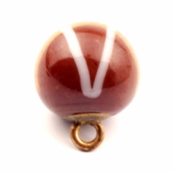 12mm Victorian antique Czech mustard white striped brown lampwork ball glass glass button