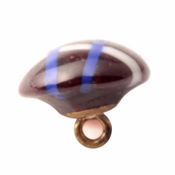 13mm Antique Czech blue white striped black lampwork glass button